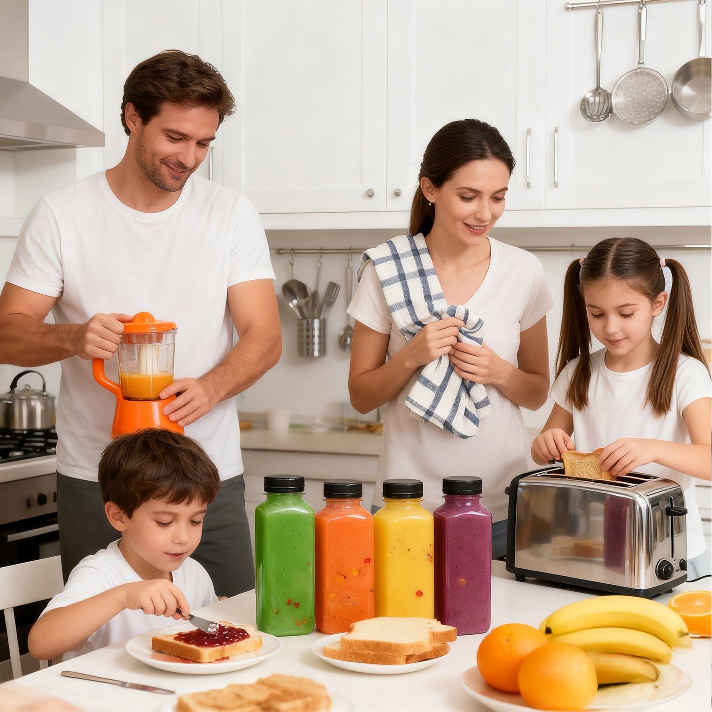 8oz/12oz/16oz Clear PET Plastic Juice Bottles with Caps (Square)